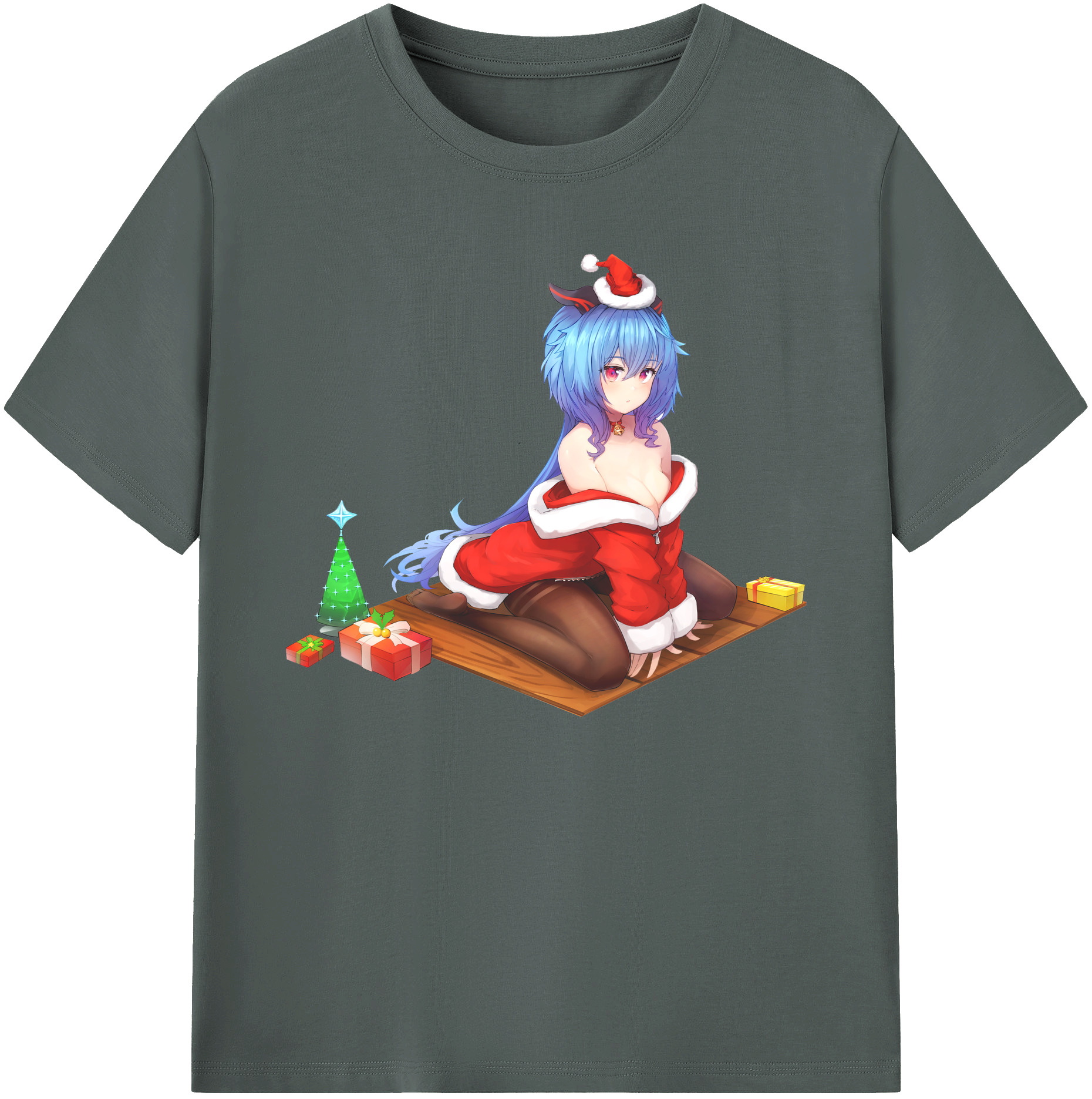 げんし神 甘雨 かんう genshin Ganyu 綿100％ メンズ半袖Tシャツ｜肌触りやわらか＆通気性
